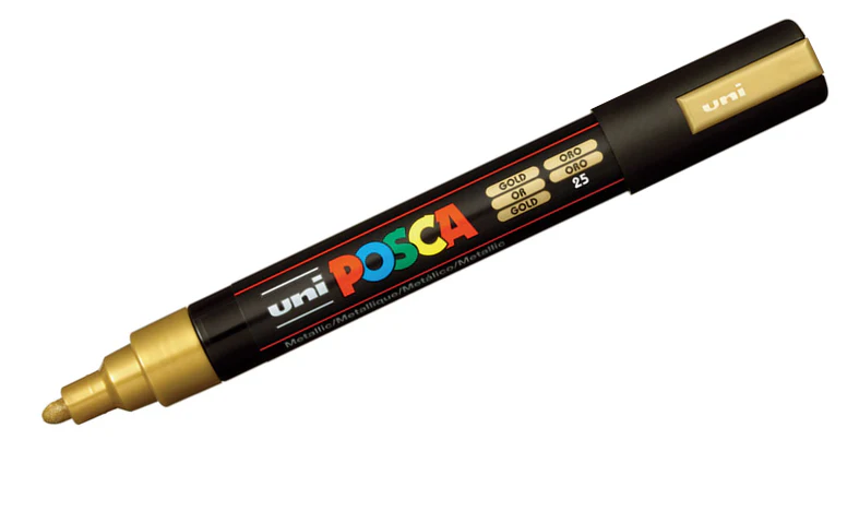 Uni POSCA Marker Pen PC-5M Medium Set of 2 (Gold Silver) - Image 2