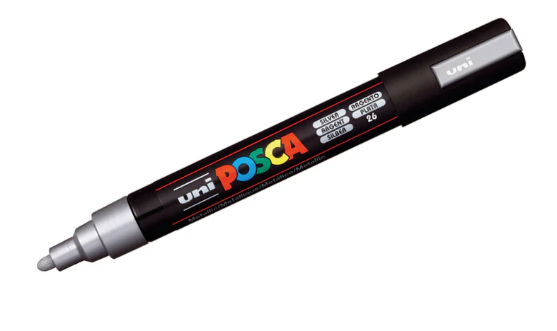Uni POSCA Marker Pen PC-5M Medium Set of 2 (Gold Silver) - Image 4