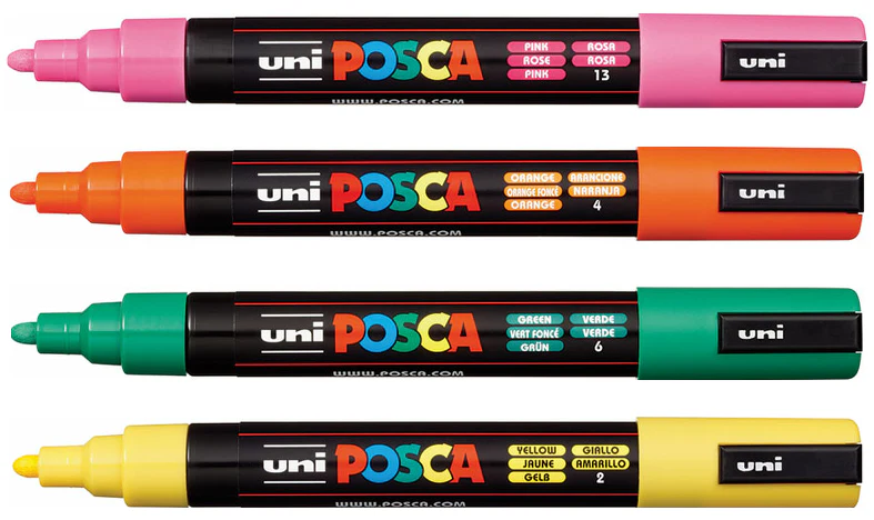 Uni POSCA Marker Pen PC-5M Medium Set of 4 Block - Image 3
