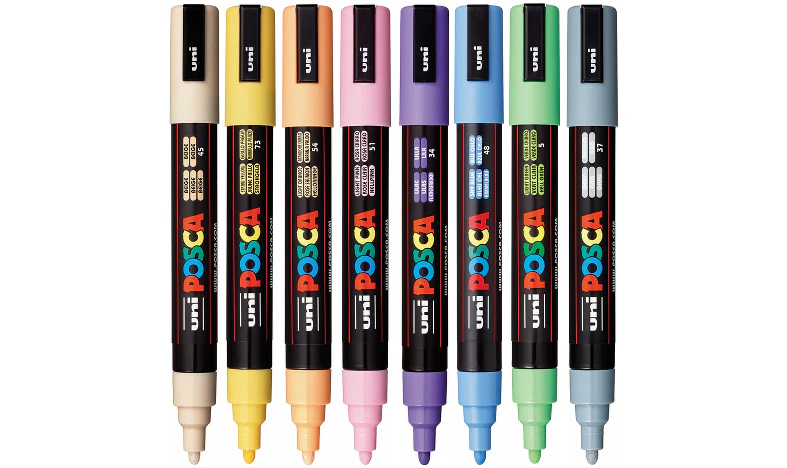 Uni POSCA Marker Pen PC-5M Medium Set of 8 Pale - Image 2